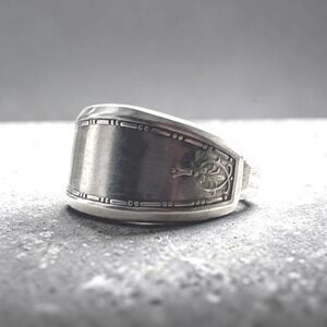 Vintage Silverplate Spoon Ring Floral Scroll Pattern Handmade Bypass Ring Size 6